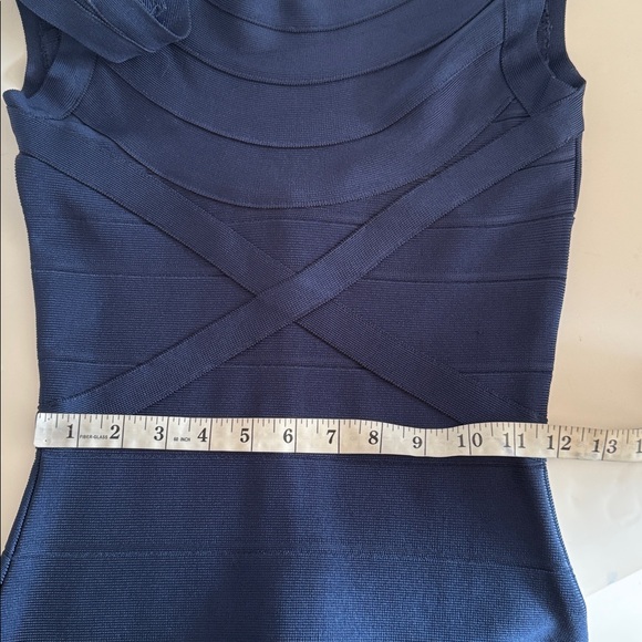 Herve Leger Navy Blue Scoop Neck Mini Sleeveless Bandage Dress size S - Picture 7 of 11